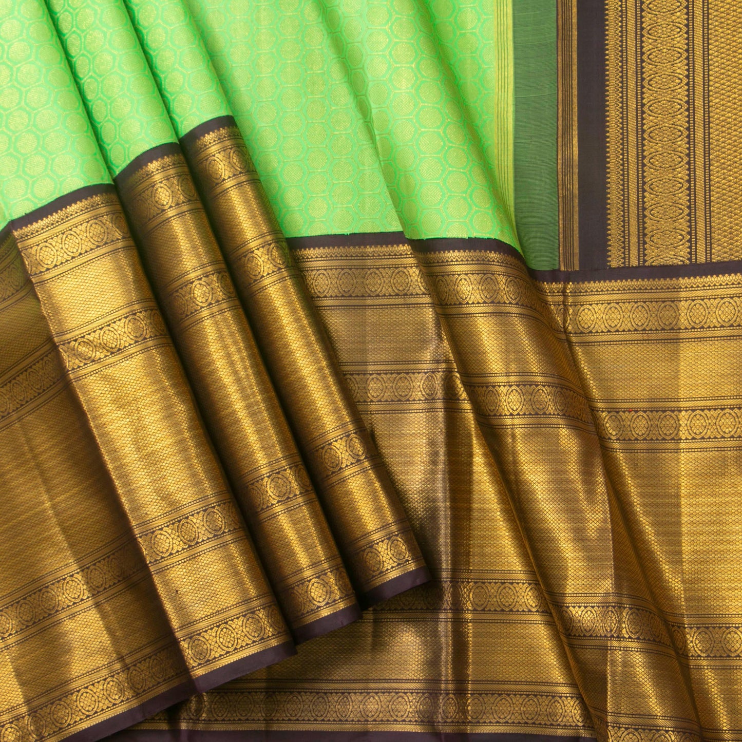 Green And Brown Kanchipuram Silk Saree For Wedding Wear PV NYC 1368 - Silk Sari - Panjavarnam PV NYC 1368