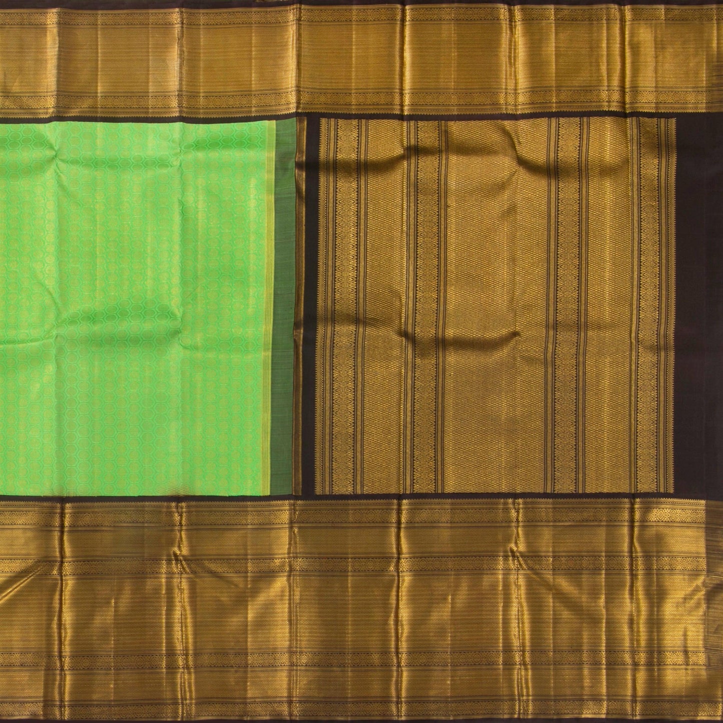 Green And Brown Kanchipuram Silk Saree For Wedding Wear PV NYC 1368 - Silk Sari - Panjavarnam PV NYC 1368