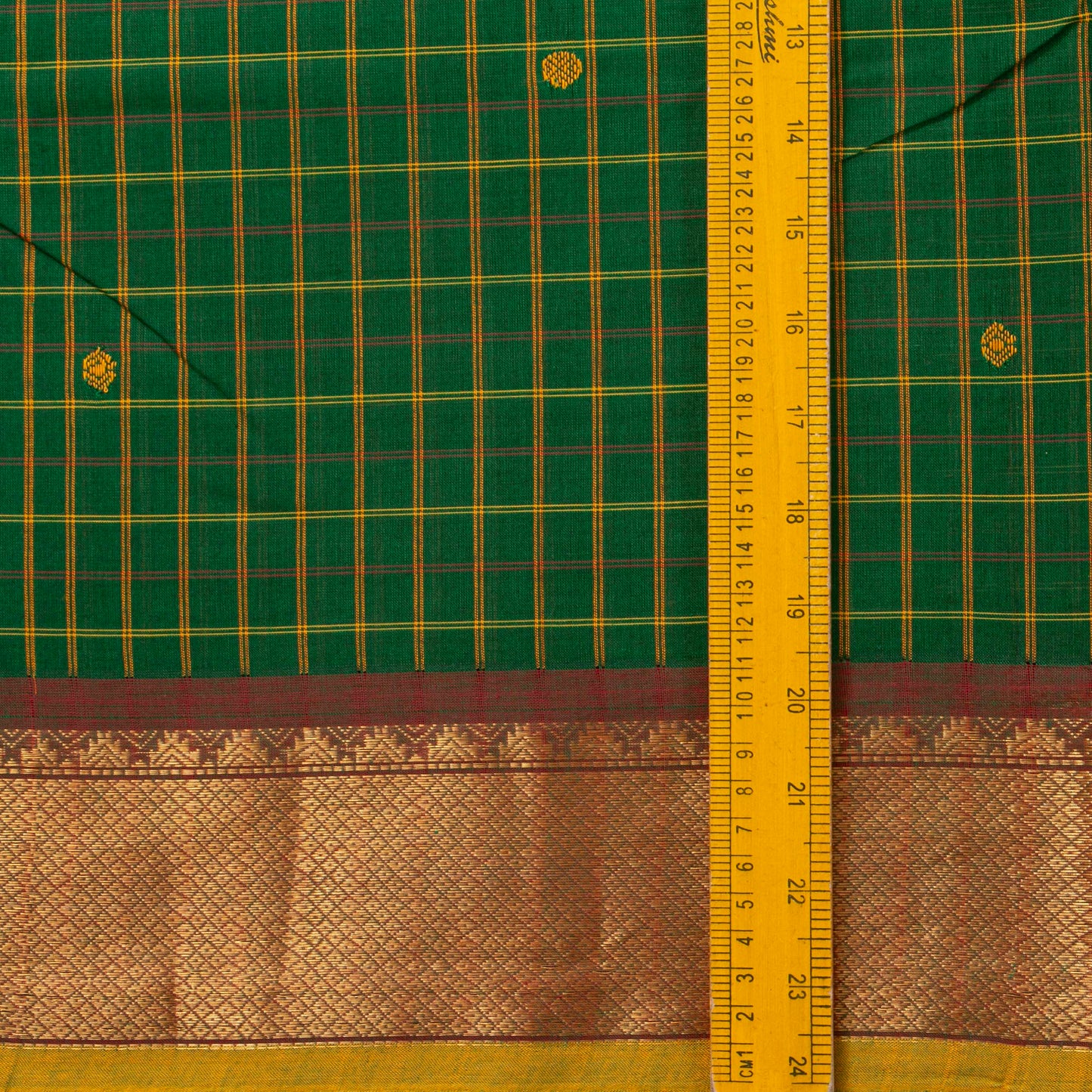 Green And Maroon Kanchi Cotton Saree PV MM KC 288 - Cotton Saree - Panjavarnam PV MM KC 288