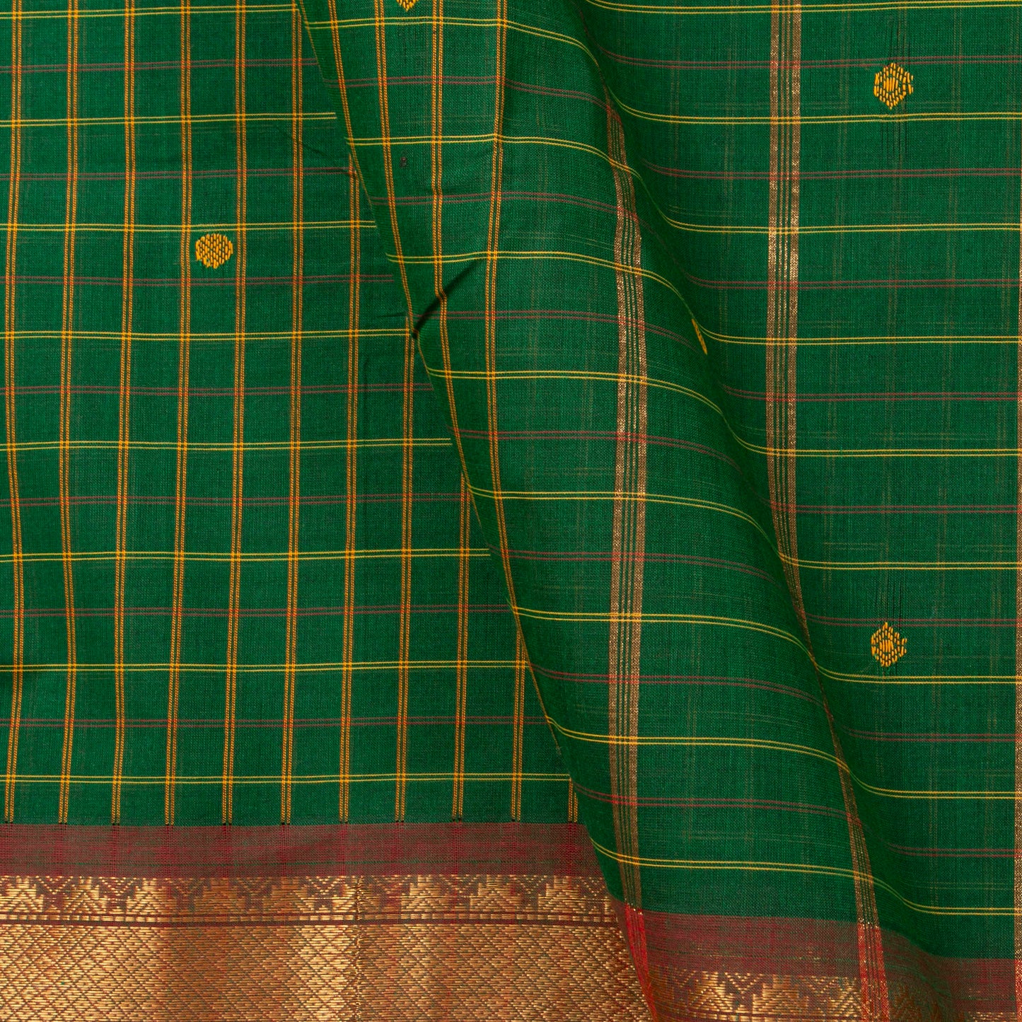Green And Maroon Kanchi Cotton Saree PV MM KC 288 - Cotton Saree - Panjavarnam PV MM KC 288