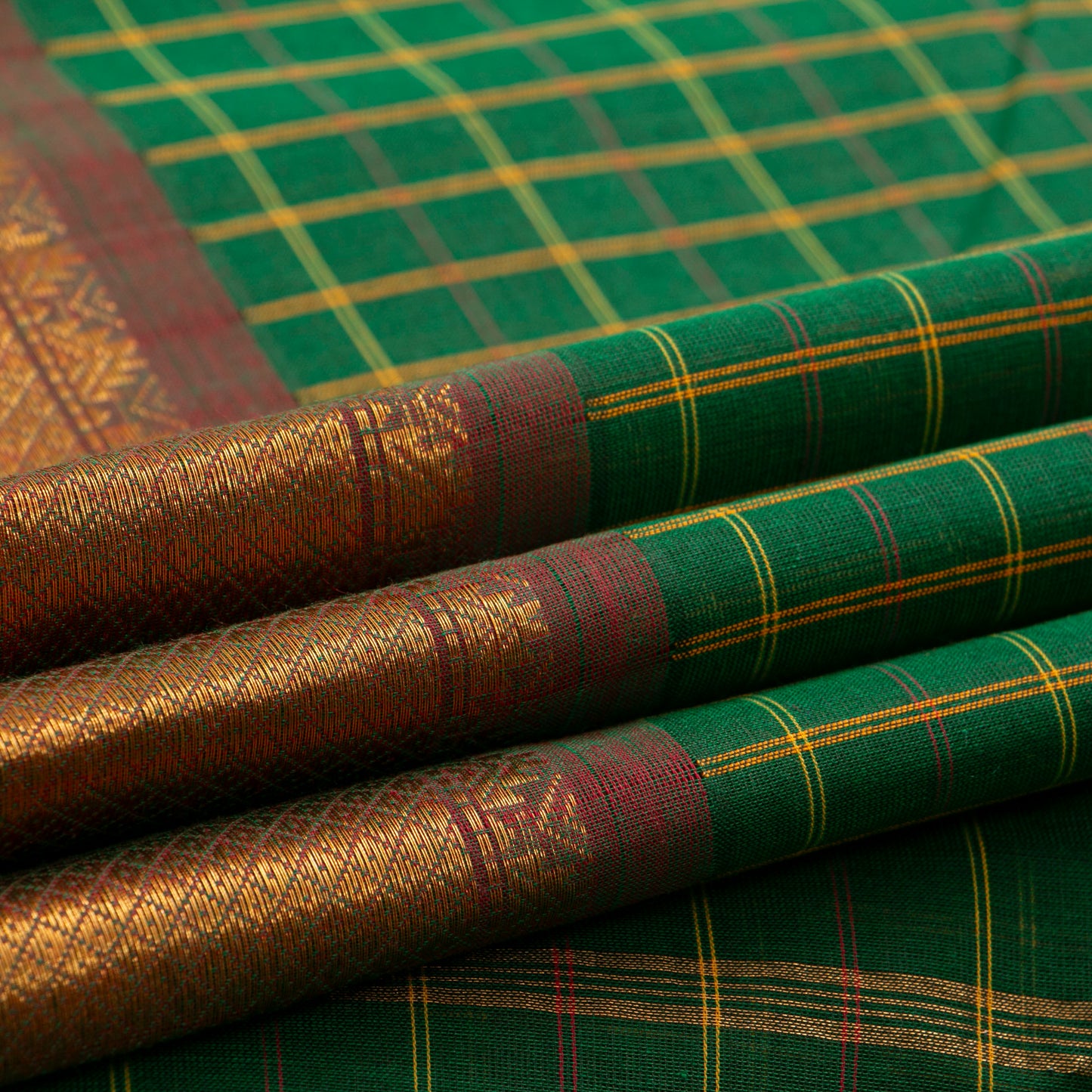 Green And Maroon Kanchi Cotton Saree PV MM KC 288 - Cotton Saree - Panjavarnam PV MM KC 288