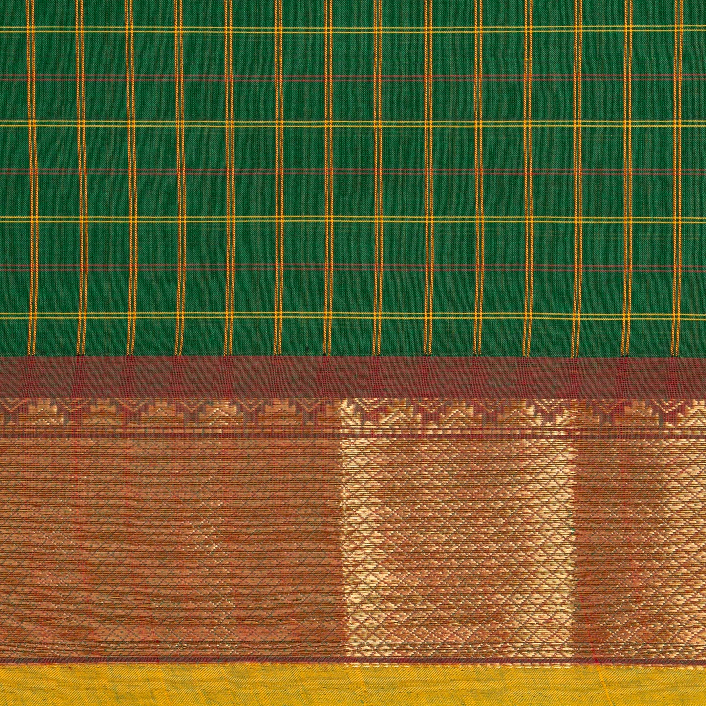 Green And Maroon Kanchi Cotton Saree PV MM KC 288 - Cotton Saree - Panjavarnam PV MM KC 288
