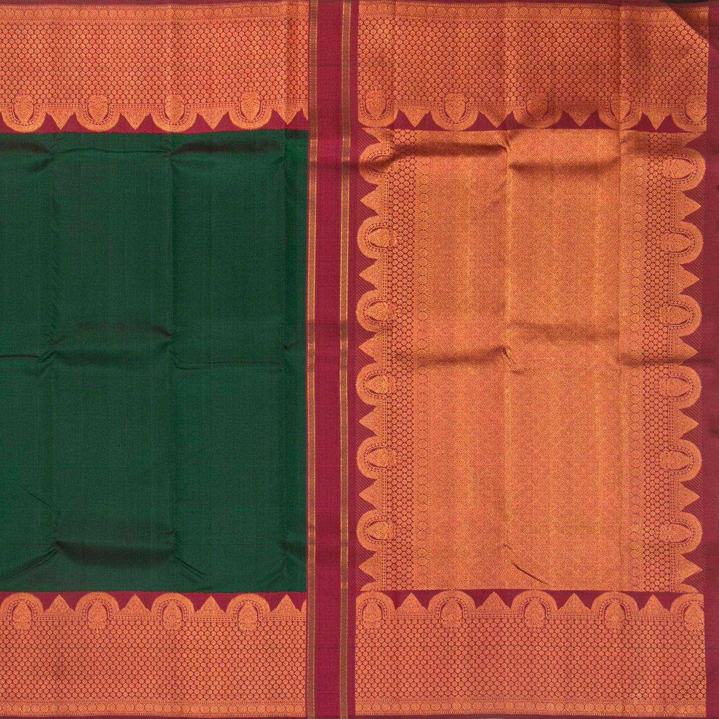 Green And Maroon Kanchipuram Silk Saree For Festive Wear PV NYC 1317 - Silk Sari - Panjavarnam PV NYC 1317