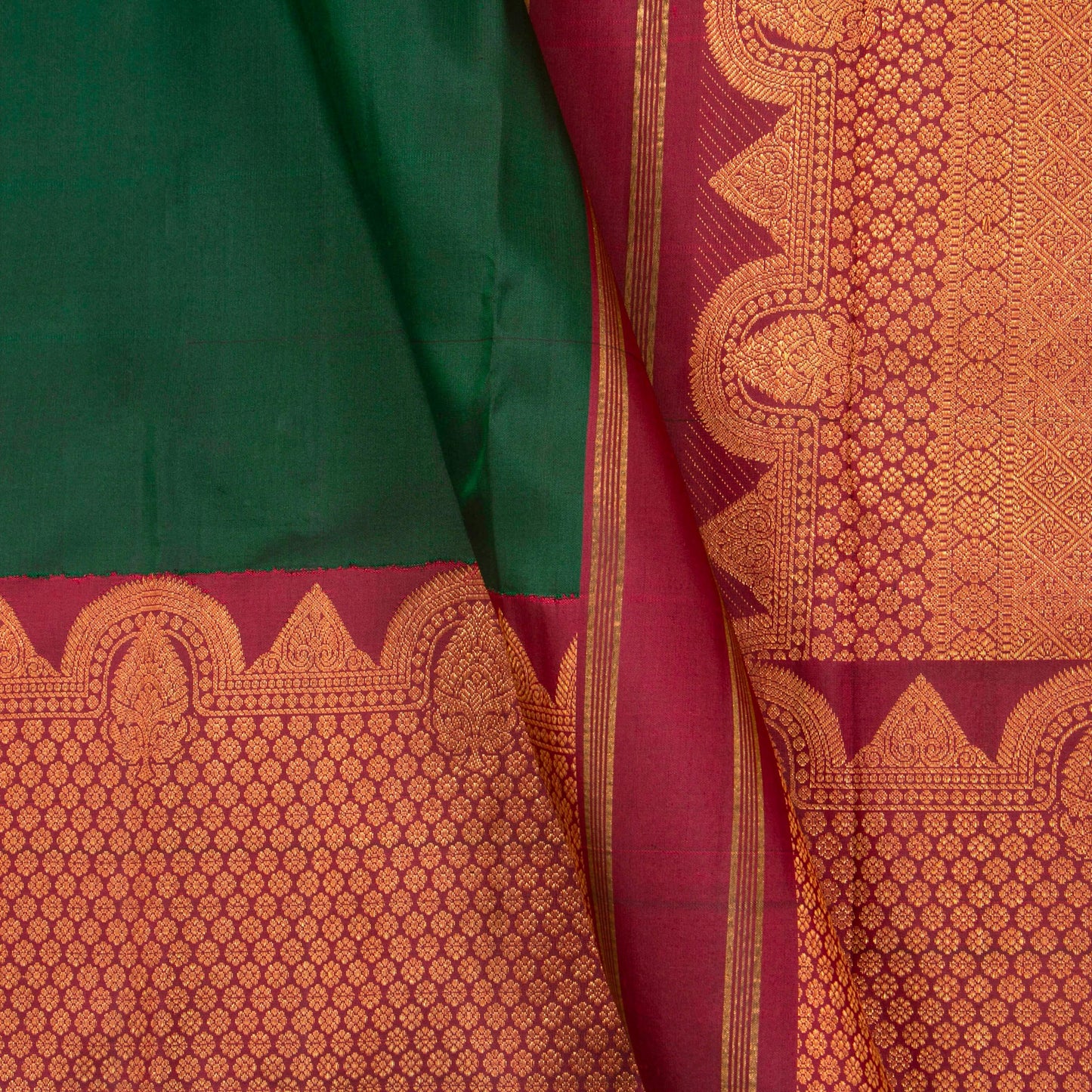 Green And Maroon Kanchipuram Silk Saree For Festive Wear PV NYC 1317 - Silk Sari - Panjavarnam PV NYC 1317