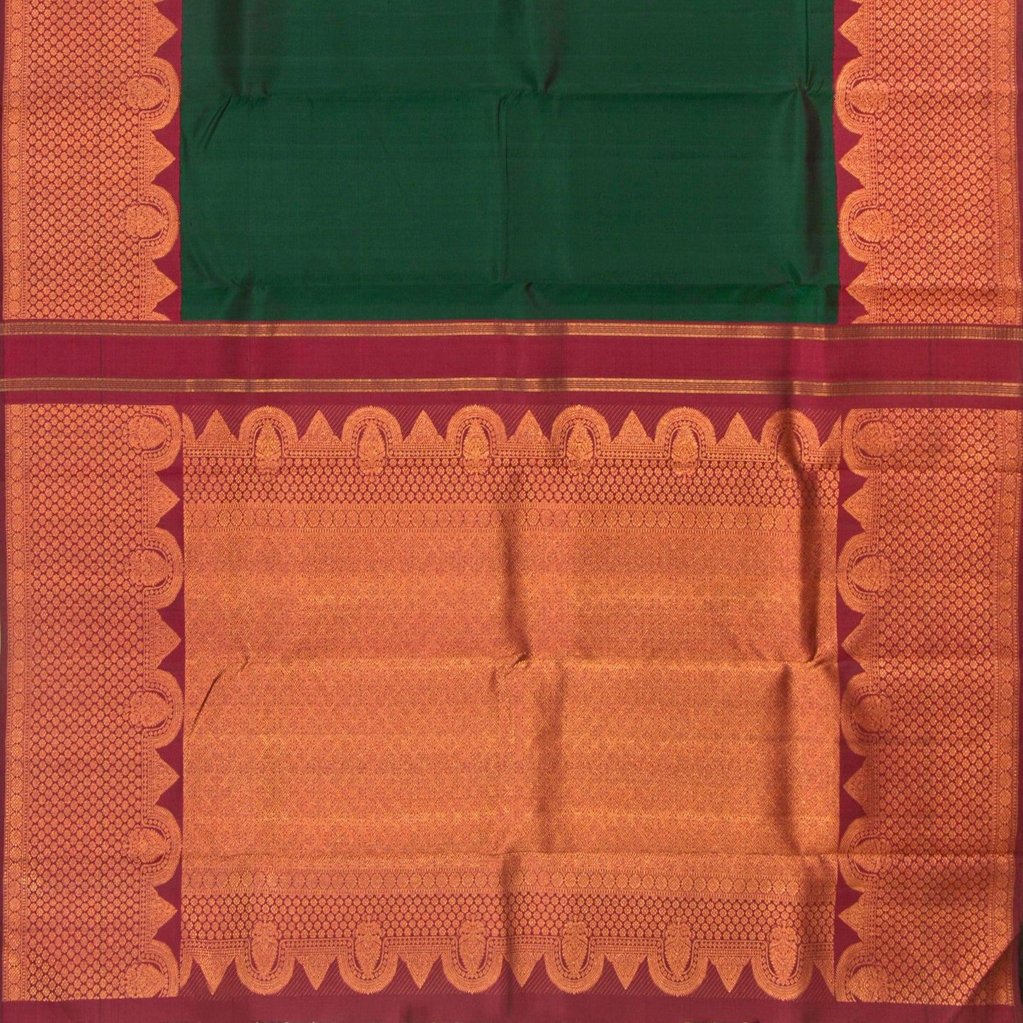 Green And Maroon Kanchipuram Silk Saree For Festive Wear PV NYC 1317 - Silk Sari - Panjavarnam PV NYC 1317