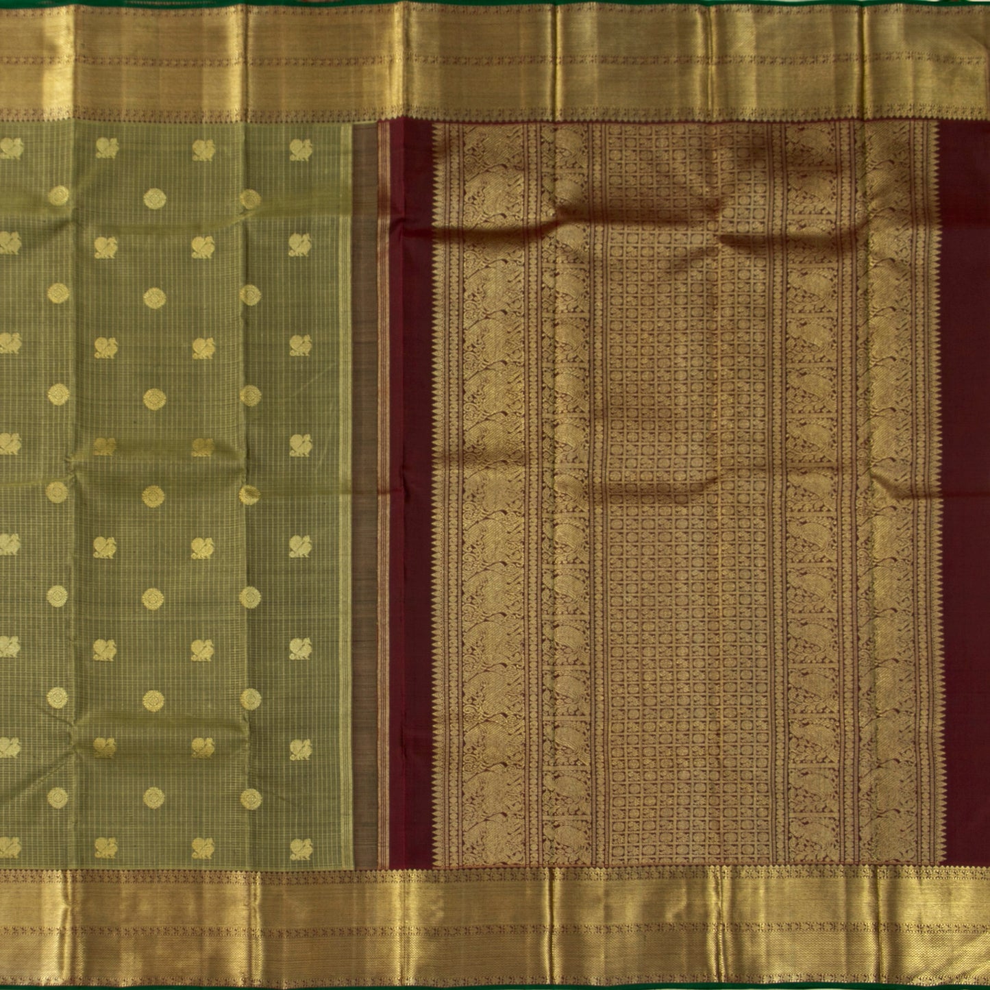 Green And Maroon Kanchipuram Silk Saree For Wedding Wear PV NYC 1445 - Silk Sari - Panjavarnam PV NYC 1445