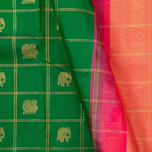 Green And Pink Borderless Kanchipuram Borderless Silk Saree For Festive Wear PV NYC 1508 - Silk Sari - Panjavarnam PV NYC 1508