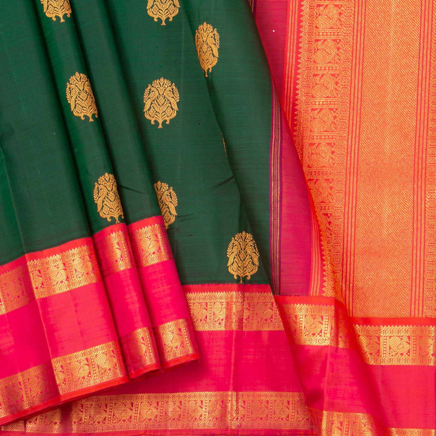Green And Pink Kanchipuram Silk Saree For Festive Wear PV NYC 1281 - Silk Sari - Panjavarnam PV NYC 1281
