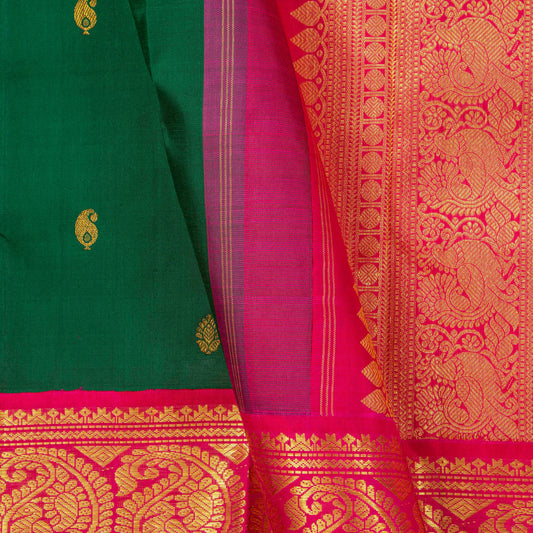 Green And Pink Kanchipuram Silk Saree For Festive Wear PV NYC 1316 - Silk Sari - Panjavarnam PV NYC 1316