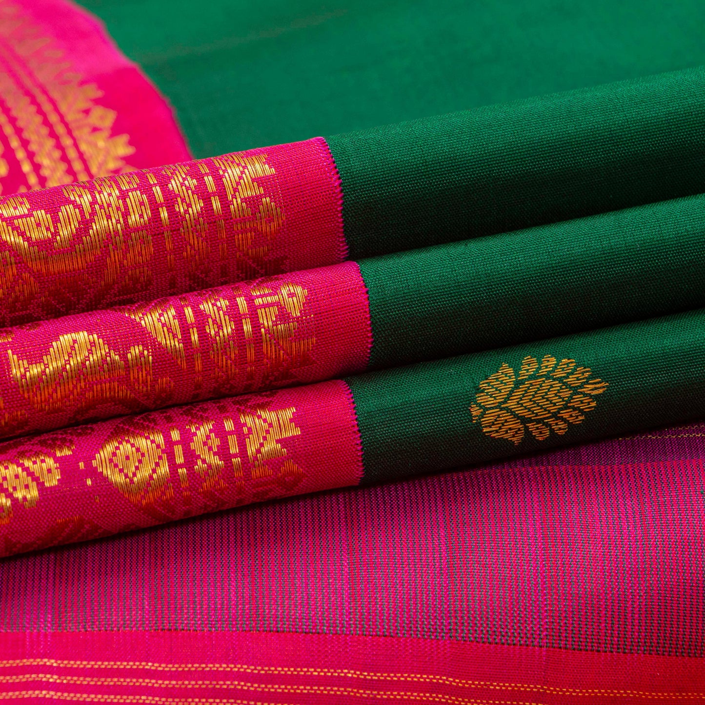 Green And Pink Kanchipuram Silk Saree For Festive Wear PV NYC 1316 - Silk Sari - Panjavarnam PV NYC 1316