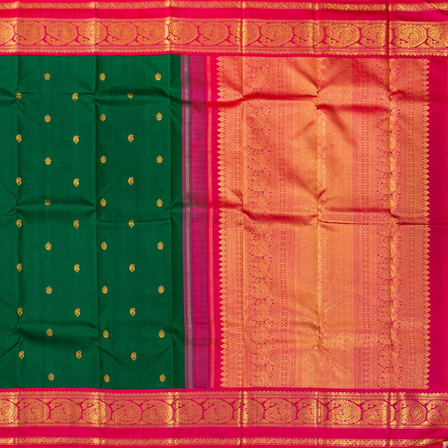 Green And Pink Kanchipuram Silk Saree For Festive Wear PV NYC 1316 - Silk Sari - Panjavarnam PV NYC 1316