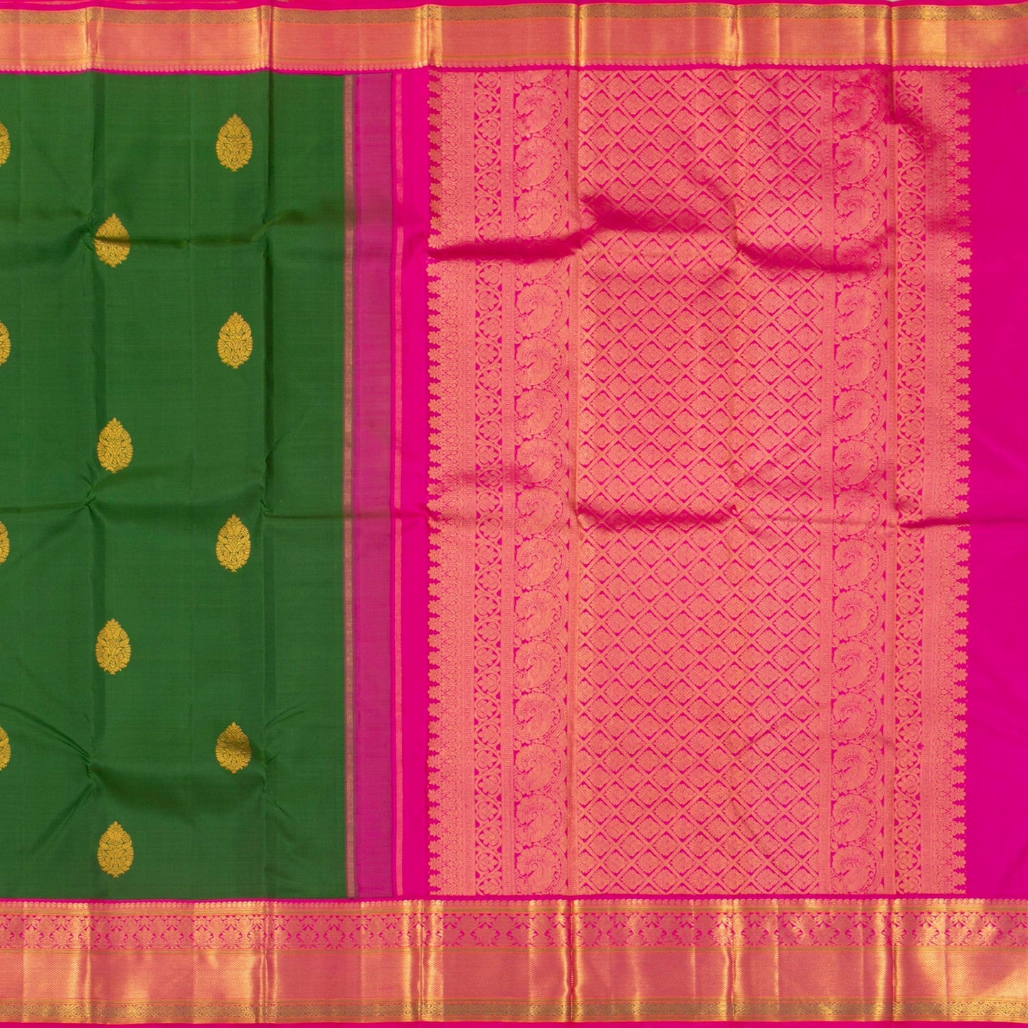Green And Pink Kanchipuram Silk Saree For Festive Wear PV NYC 1355 - Silk Sari - Panjavarnam PV NYC 1355