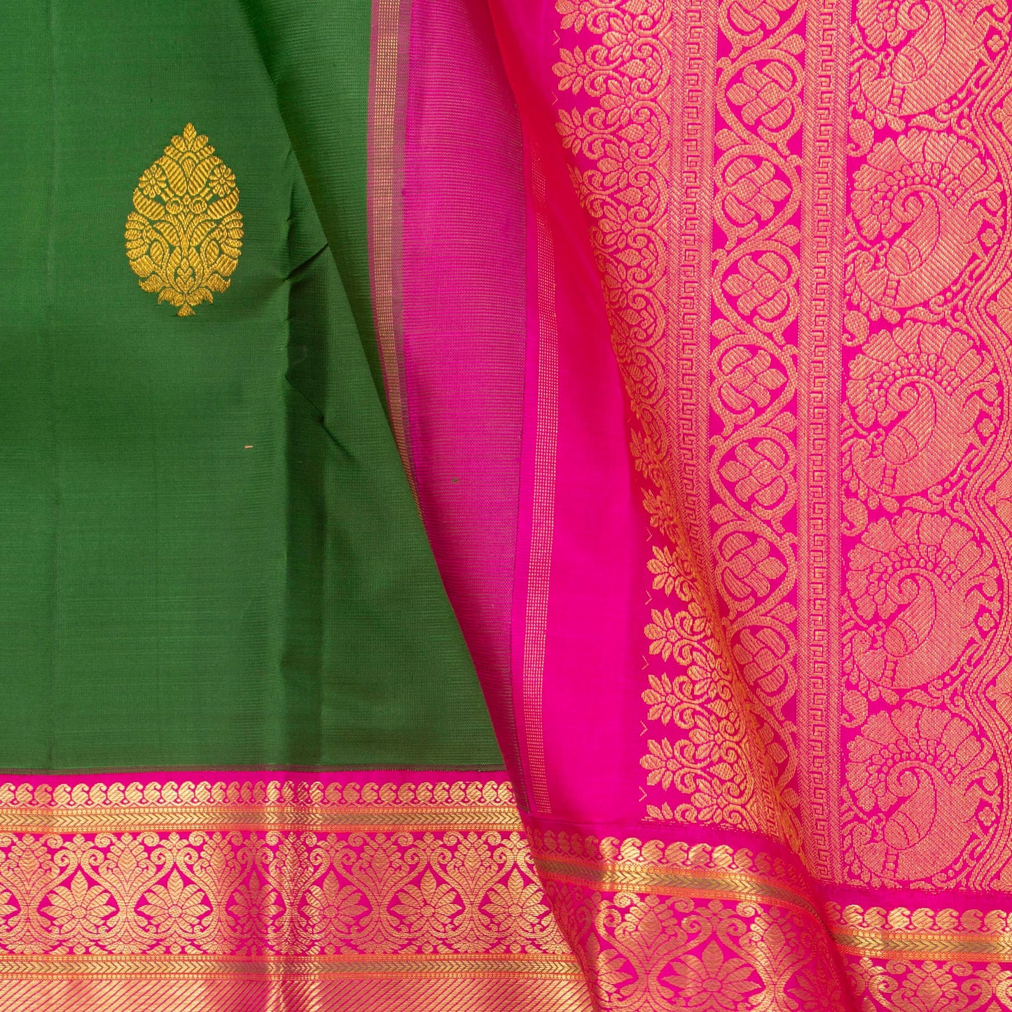 Green And Pink Kanchipuram Silk Saree For Festive Wear PV NYC 1355 - Silk Sari - Panjavarnam PV NYC 1355