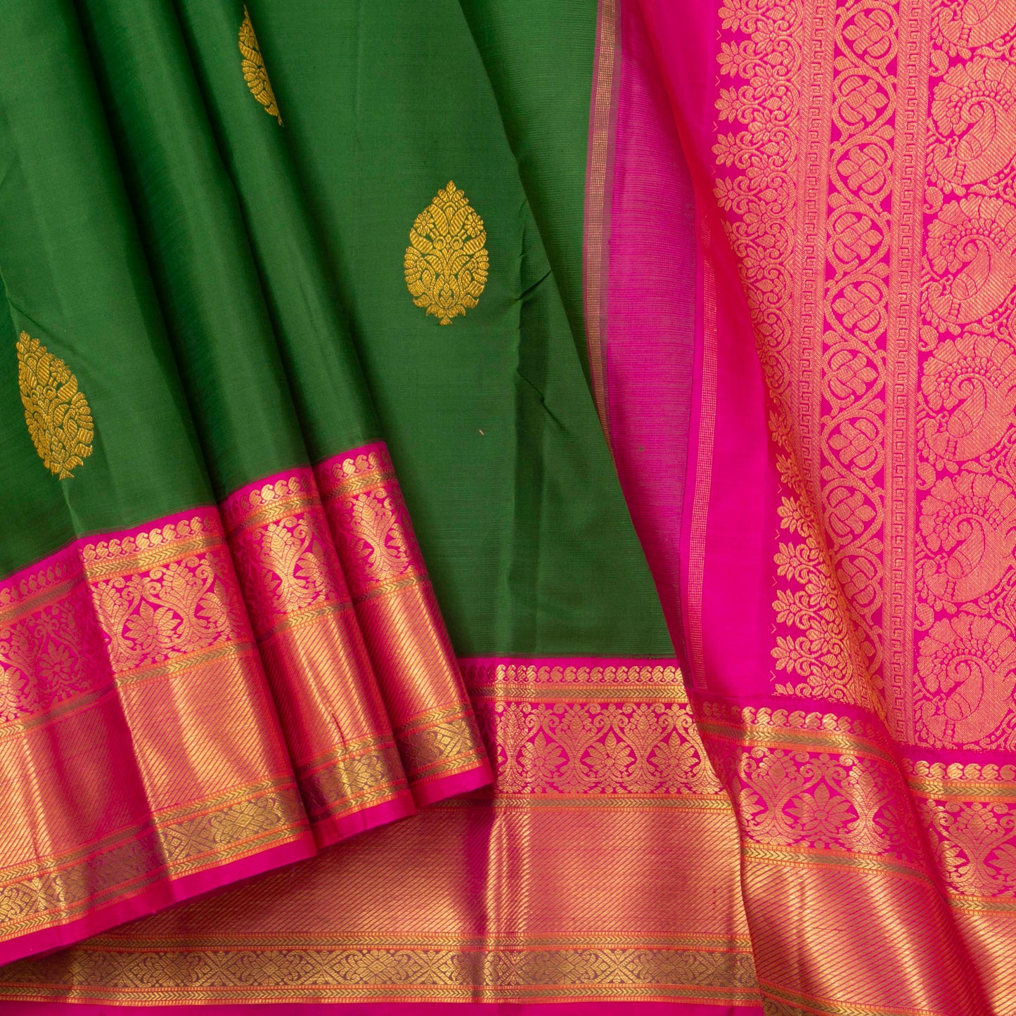 Green And Pink Kanchipuram Silk Saree For Festive Wear PV NYC 1355 - Silk Sari - Panjavarnam PV NYC 1355
