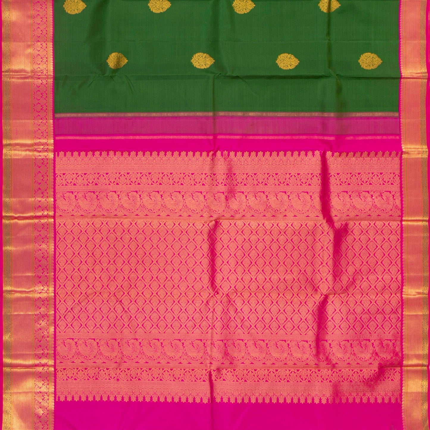 Green And Pink Kanchipuram Silk Saree For Festive Wear PV NYC 1355 - Silk Sari - Panjavarnam PV NYC 1355