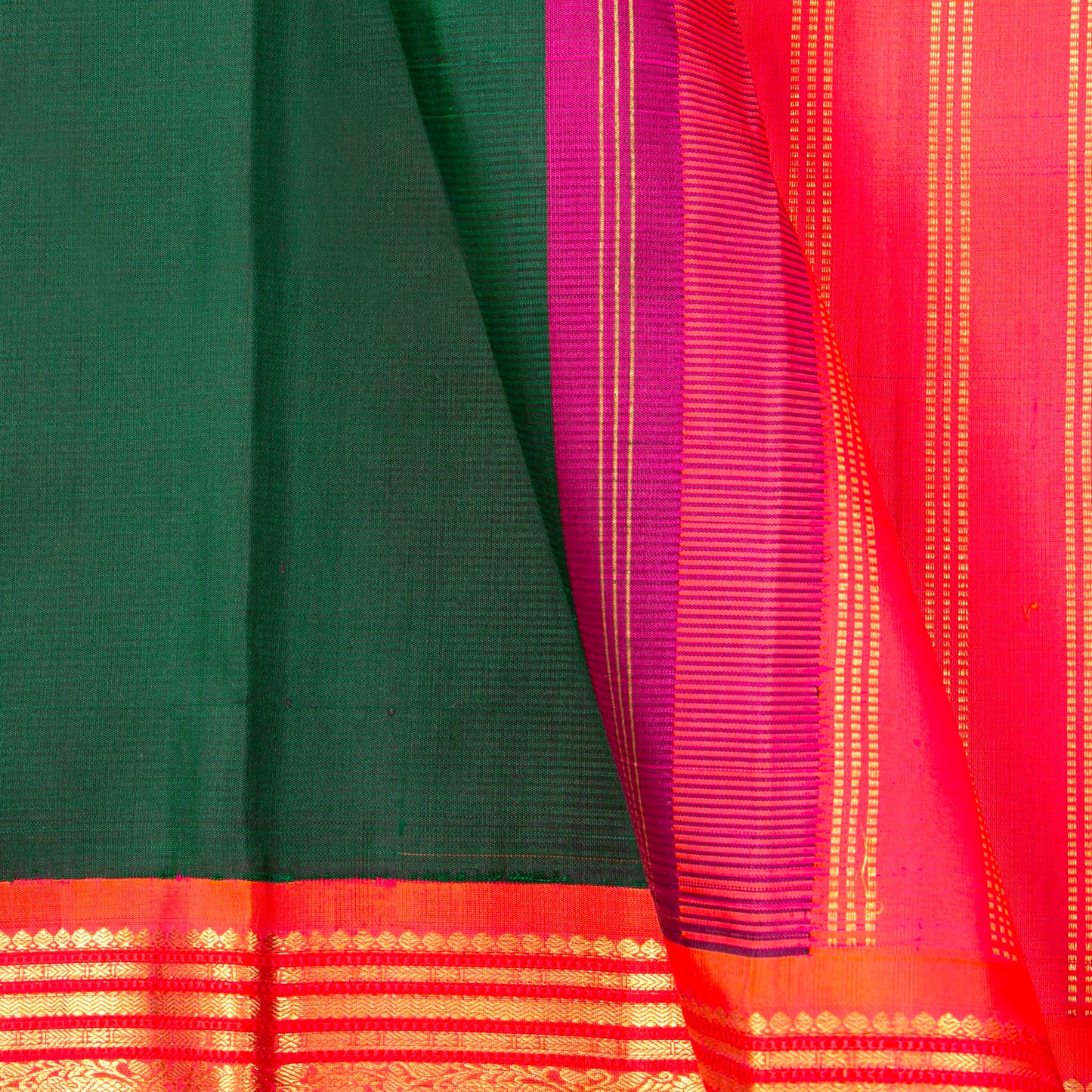 Green And Pink Kanchipuram Silk Saree For Festive Wear PV NYC 1447 - Silk Sari - Panjavarnam PV NYC 1447