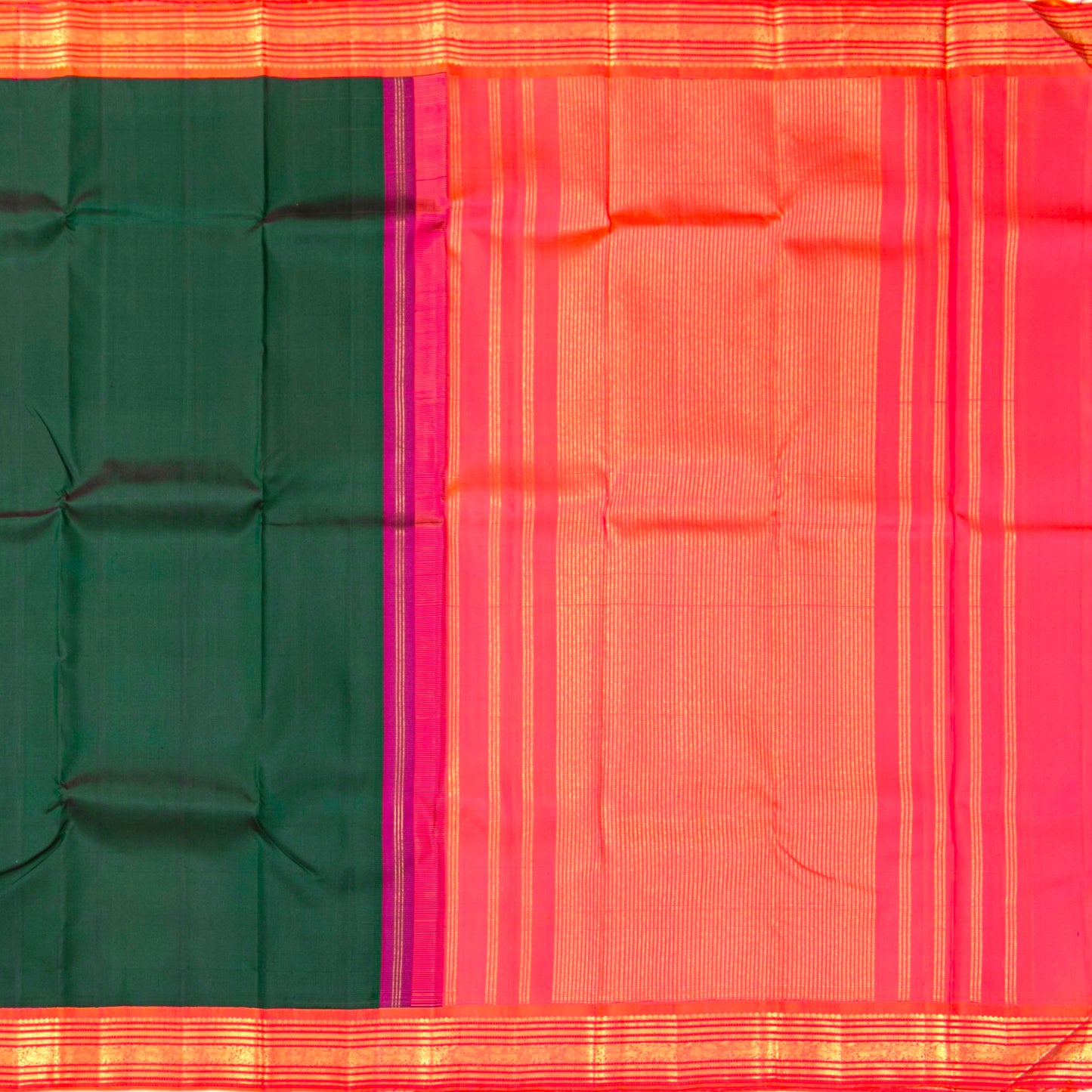 Green And Pink Kanchipuram Silk Saree For Festive Wear PV NYC 1447 - Silk Sari - Panjavarnam PV NYC 1447