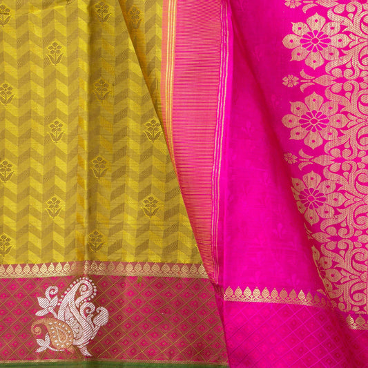 Green And Pink Kanchipuram Silk Saree For Festive Wear PV NYC 1577 - Silk Sari - Panjavarnam PV NYC 1577