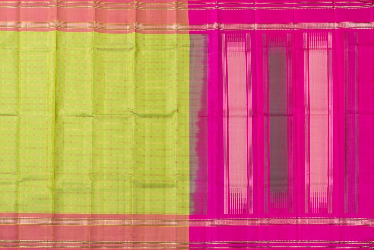 Green And Pink Kanchipuram Silk Saree Light Weight For Festive Wear PV KNN 224 - Silk Sari - Panjavarnam PV KNN 224