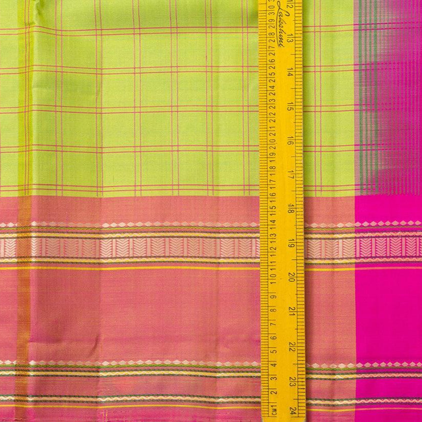 Green And Pink Kanchipuram Silk Saree Light Weight For Festive Wear PV KNN 224 - Silk Sari - Panjavarnam PV KNN 224