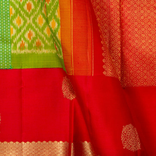 Green And Red Kanchipuram Silk Saree For Wedding Wear PV RSP 228 - Silk Sari - Panjavarnam PV RSP 228
