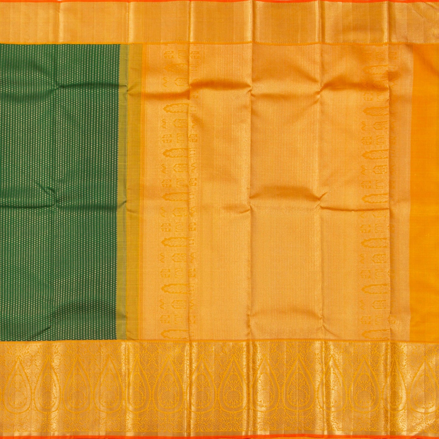 Green And Yellow Kanchipuram Silk Saree For Wedding Wear PV NYC 1389 - Silk Sari - Panjavarnam PV NYC 1389