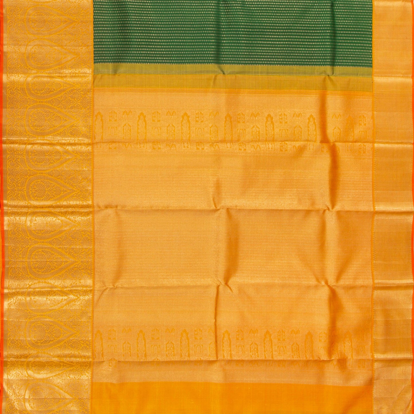 Green And Yellow Kanchipuram Silk Saree For Wedding Wear PV NYC 1389 - Silk Sari - Panjavarnam PV NYC 1389