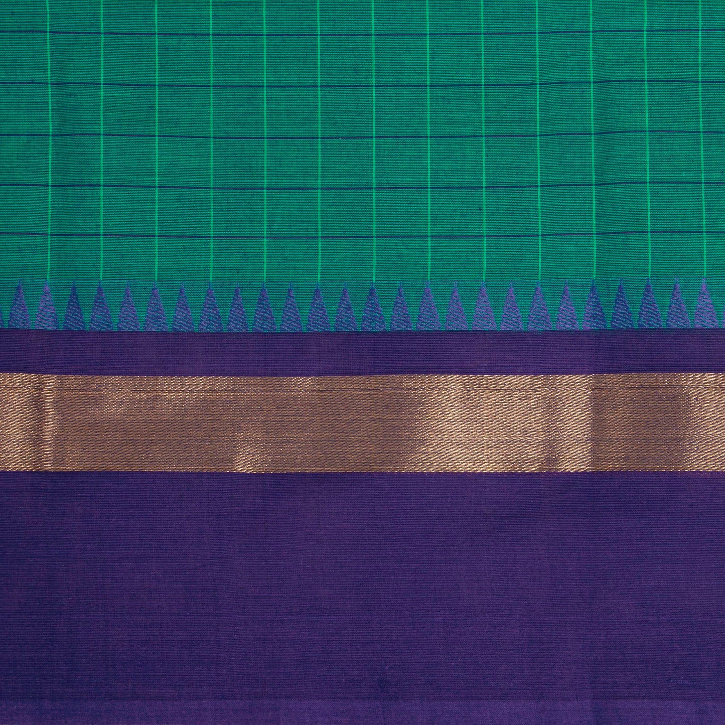 Green Kanchi Cotton Saree Ganga Jamuna Border PV MM KC 130 - Cotton Saree - Panjavarnam PV MM KC 130