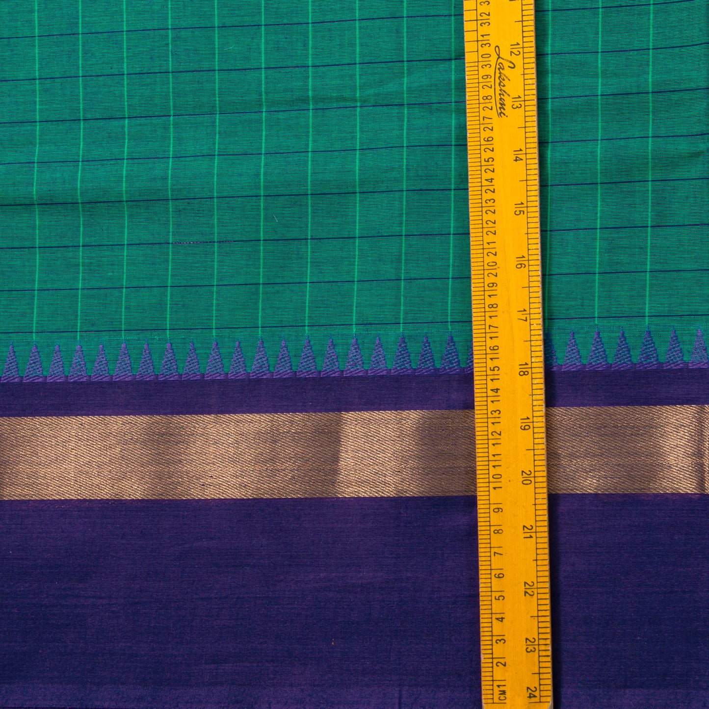 Green Kanchi Cotton Saree Ganga Jamuna Border PV MM KC 130 - Cotton Saree - Panjavarnam PV MM KC 130