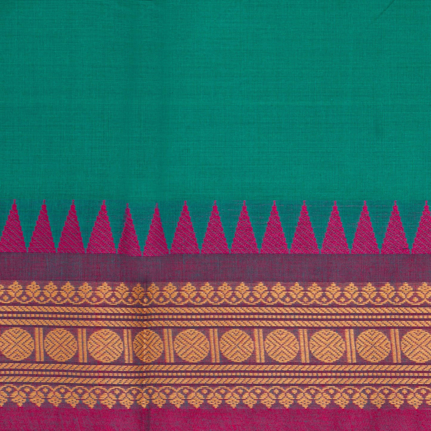 Green Kanchi Cotton Saree Ganga Jamuna Border PV MM KC 171 - Silk Sari - Panjavarnam PV MM KC 171