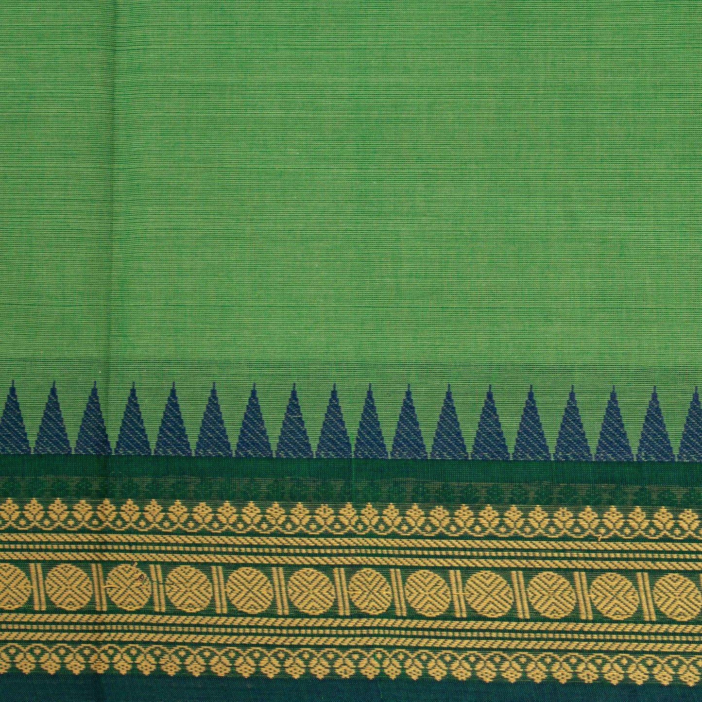 Green Kanchi Cotton Saree Ganga Jamuna Border PV MM KC 182 - Cotton Saree - Panjavarnam PV MM KC 182