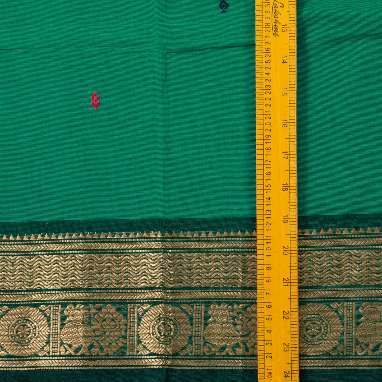 Green Kanchi Cotton Saree Ganga Jamuna Border PV MM KC 186 - Cotton Saree - Panjavarnam PV MM KC 186