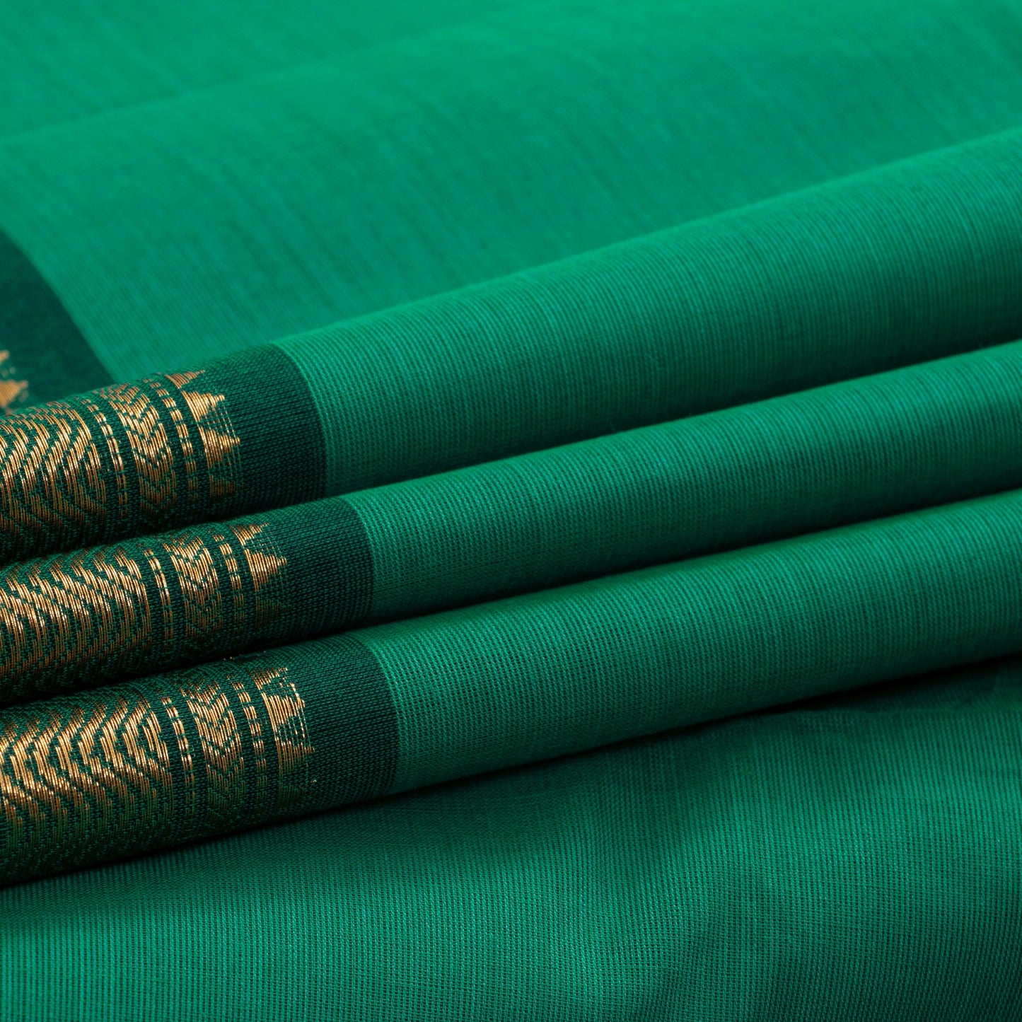 Green Kanchi Cotton Saree Ganga Jamuna Border PV MM KC 186 - Cotton Saree - Panjavarnam PV MM KC 186