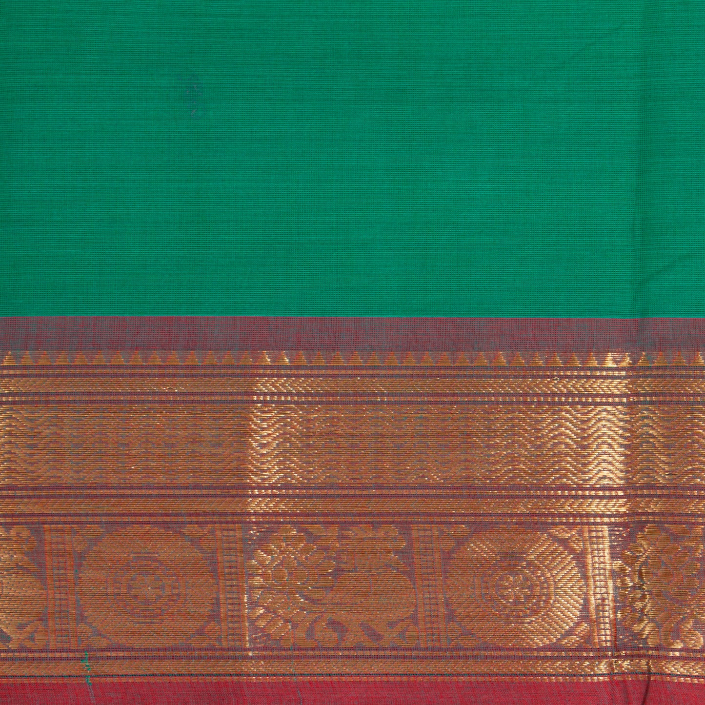 Green Kanchi Cotton Saree Ganga Jamuna Border PV MM KC 186 - Cotton Saree - Panjavarnam PV MM KC 186
