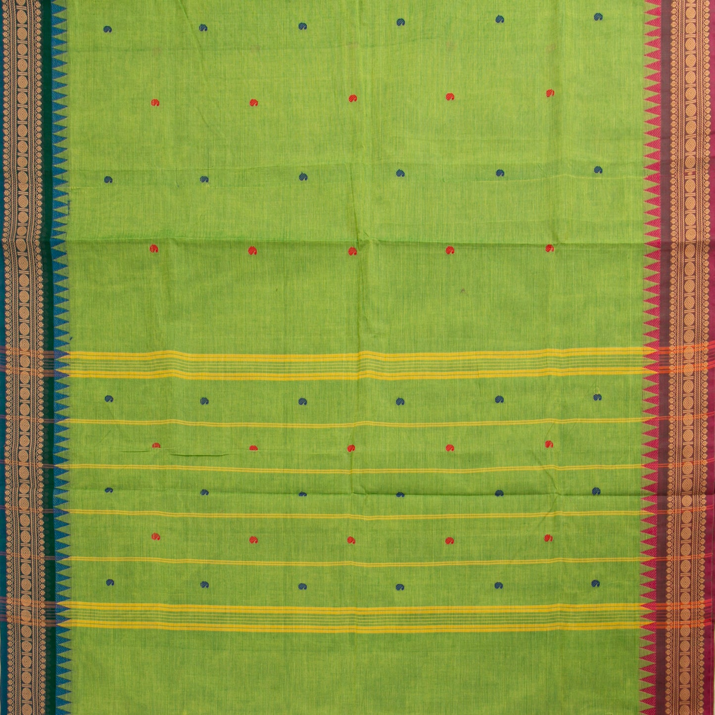 Green Kanchi Cotton Saree Ganga Jamuna Border PV MM KC 192 - Cotton Saree - Panjavarnam PV MM KC 192