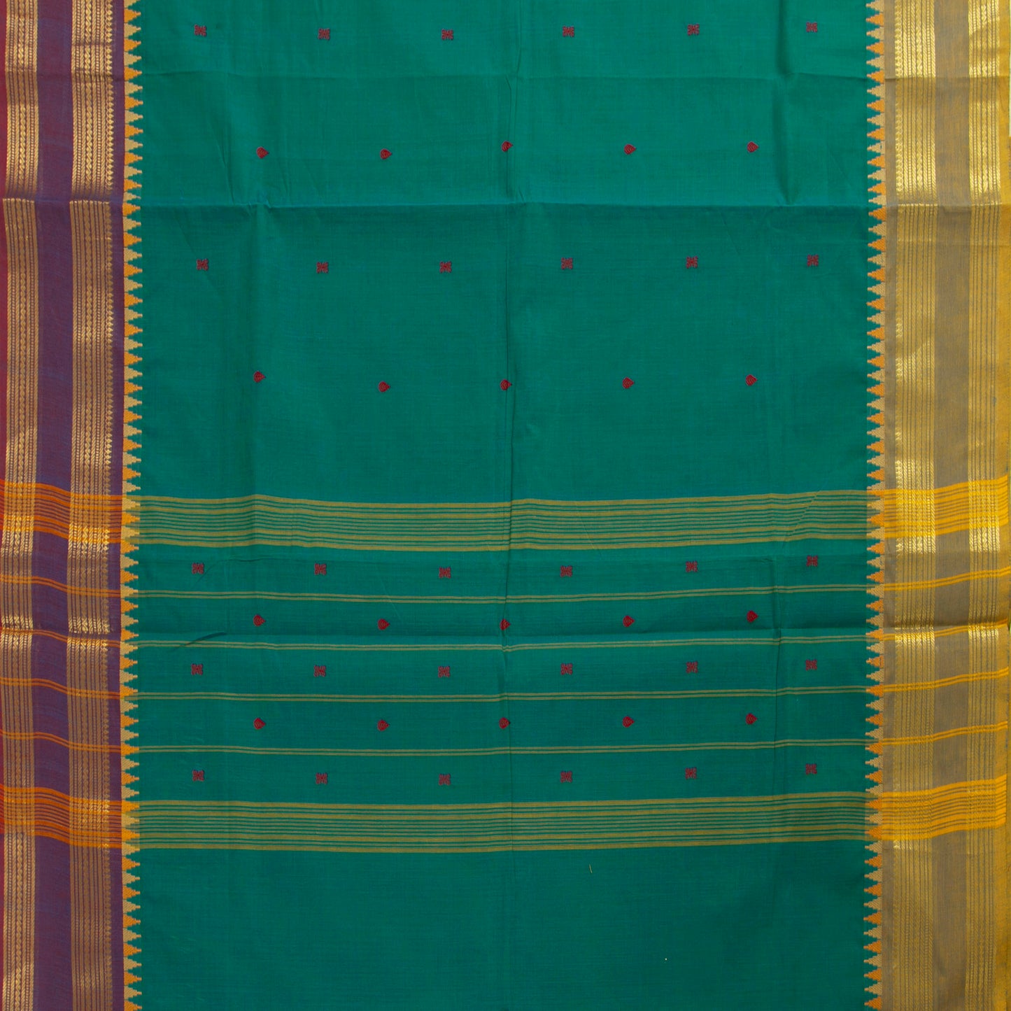 Green Kanchi Cotton Saree Ganga Jamuna Border PV MM KC 207 - Cotton Saree - Panjavarnam PV MM KC 207
