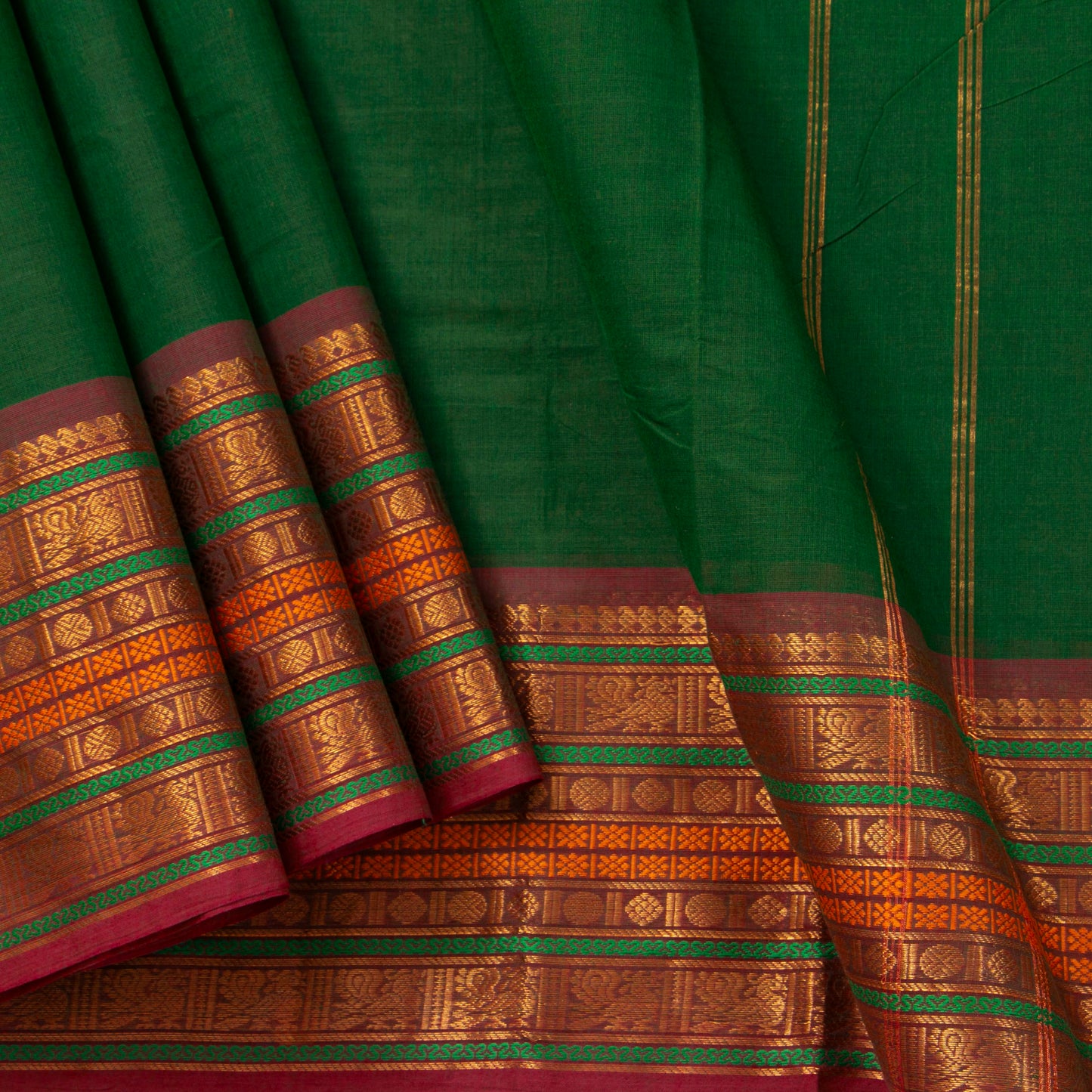 Green Kanchi Cotton Saree PV MM KC 112 - Cotton Saree - Panjavarnam PV MM KC 112
