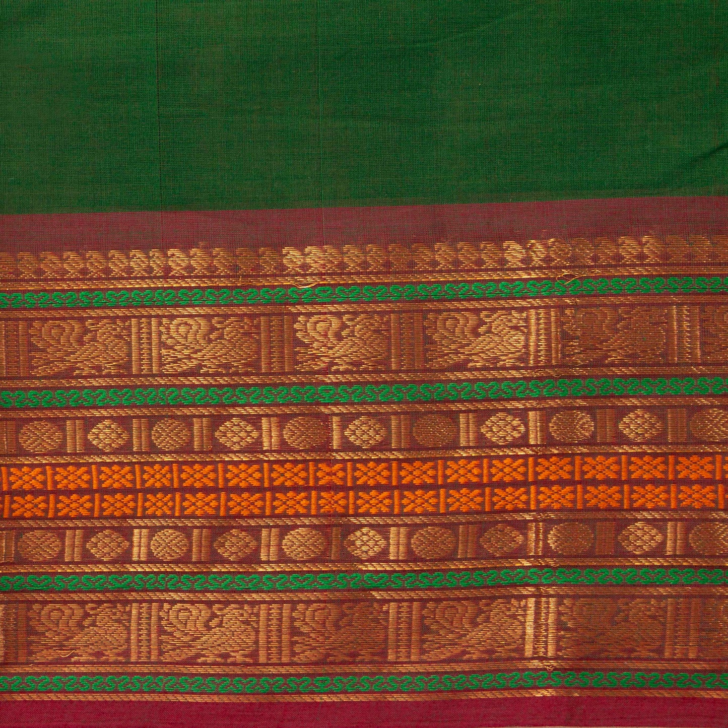 Green Kanchi Cotton Saree PV MM KC 112 - Cotton Saree - Panjavarnam PV MM KC 112