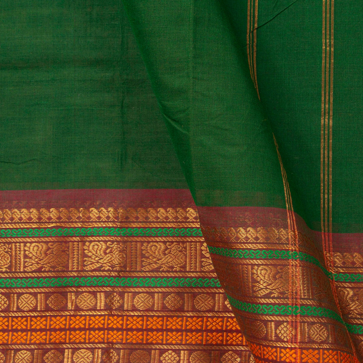Green Kanchi Cotton Saree PV MM KC 112 - Cotton Saree - Panjavarnam PV MM KC 112