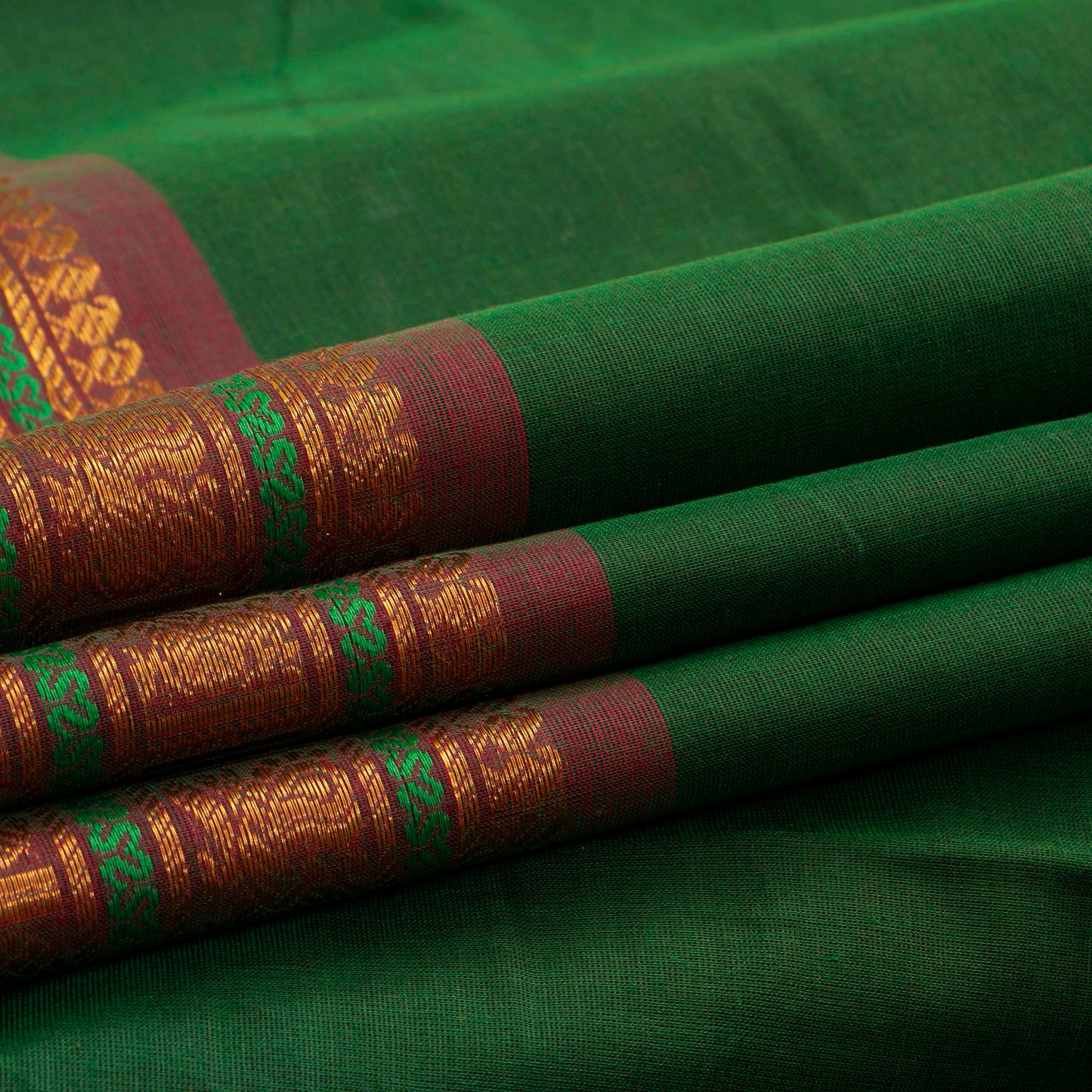 Green Kanchi Cotton Saree PV MM KC 112 - Cotton Saree - Panjavarnam PV MM KC 112
