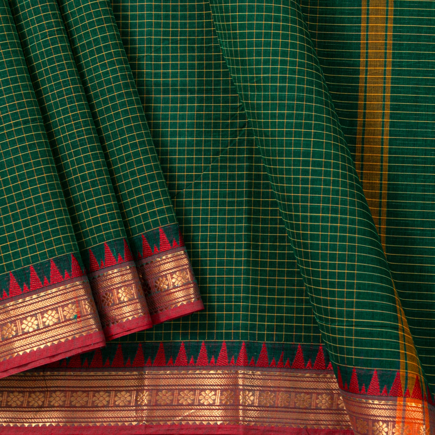 Green Kanchi Cotton Saree PV MM KC 147 - Cotton Saree - Panjavarnam PV MM KC 147