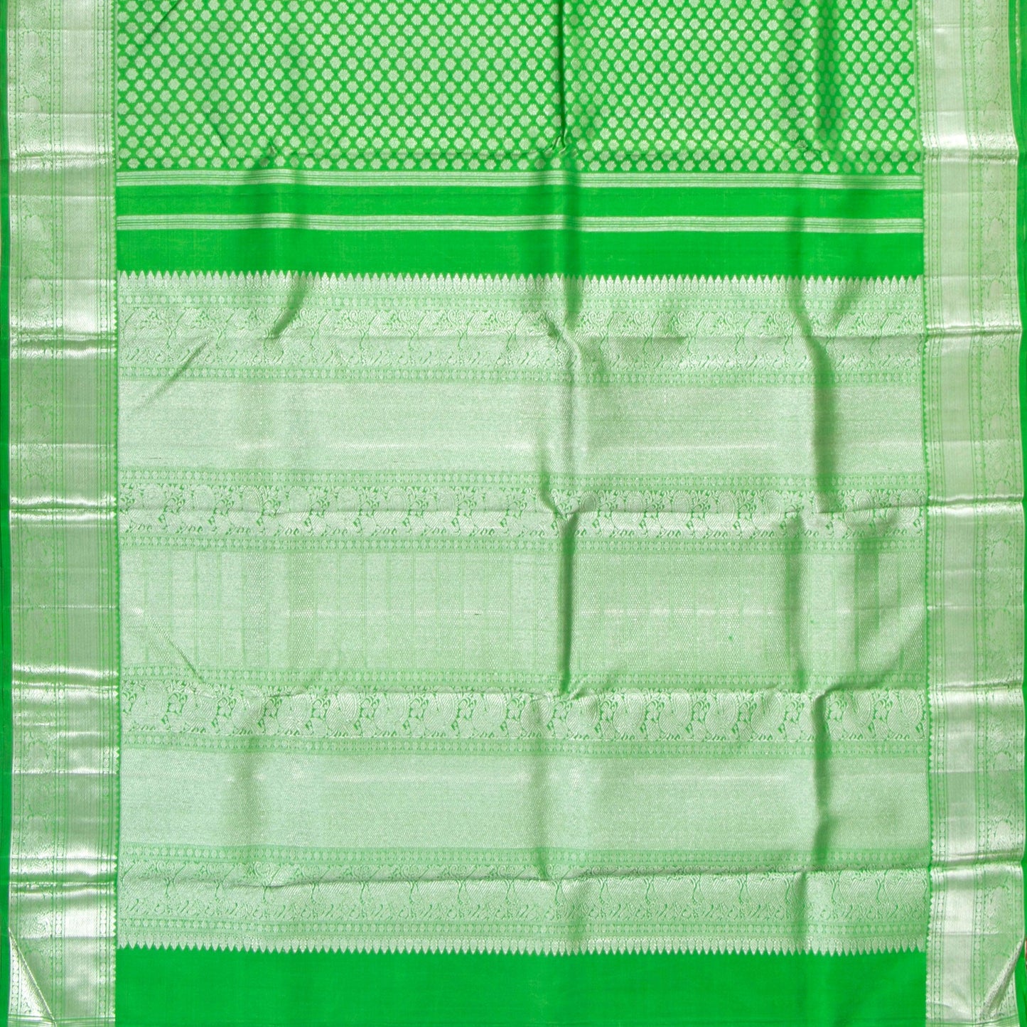 Green Kanchipuram Silk Saree For Wedding Wear PV NYC 1393 - Silk Sari - Panjavarnam PV NYC 1393