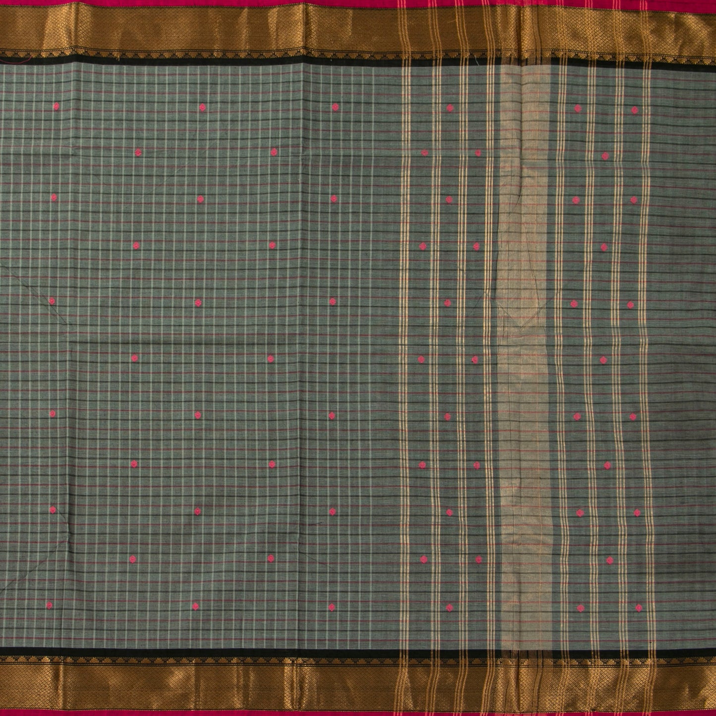 Grey And Black Kanchi Cotton Saree PV MM KC 299 - Cotton Saree - Panjavarnam PV MM KC 299