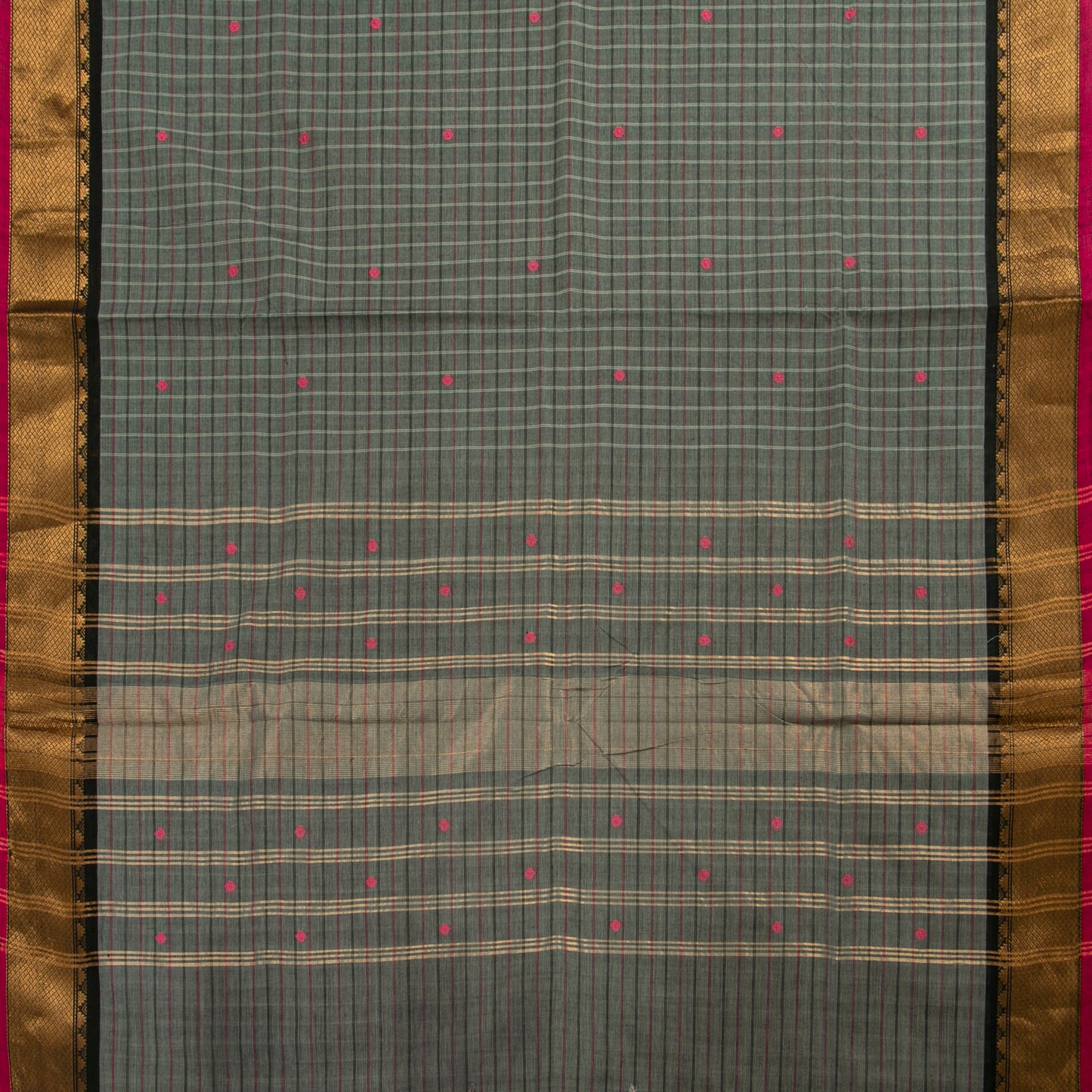 Grey And Black Kanchi Cotton Saree PV MM KC 299 - Cotton Saree - Panjavarnam PV MM KC 299