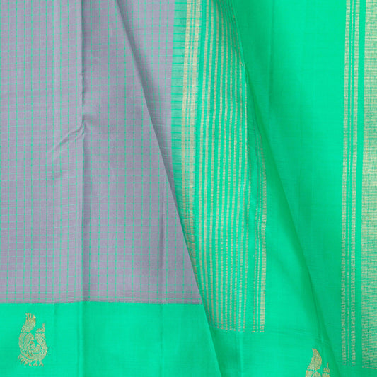Grey And Sea Green Kanchipuram Silk Saree For Festive Wear PV NYC 1494 - Silk Sari - Panjavarnam PV NYC 1494
