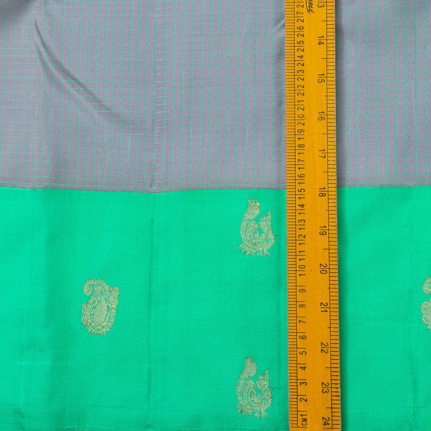 Grey And Sea Green Kanchipuram Silk Saree For Festive Wear PV NYC 1494 - Silk Sari - Panjavarnam PV NYC 1494