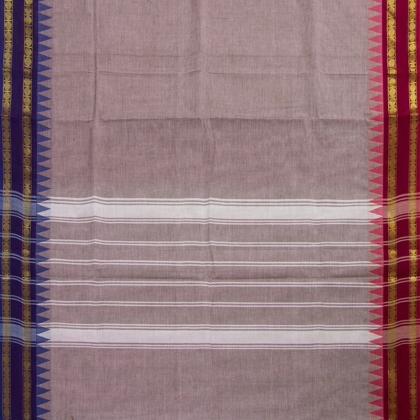 Grey Kanchi Cotton Saree Ganga Jamuna Border PV MM KC 119 - Cotton Saree - Panjavarnam PV MM KC 119