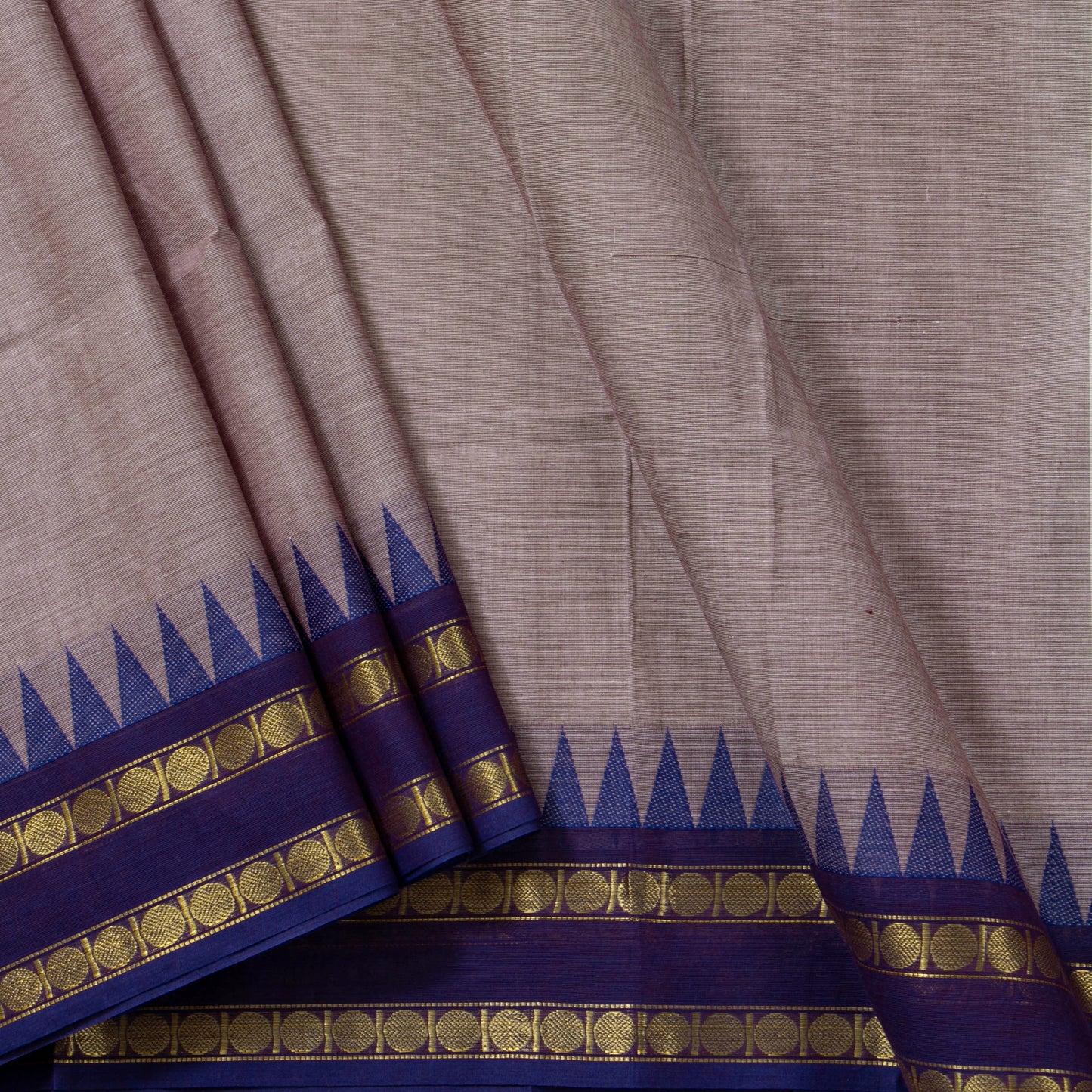 Grey Kanchi Cotton Saree Ganga Jamuna Border PV MM KC 119 - Cotton Saree - Panjavarnam PV MM KC 119