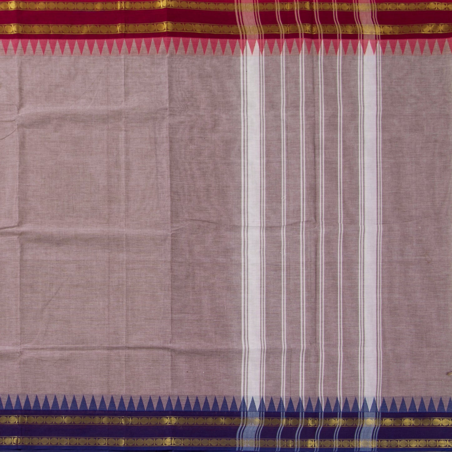 Grey Kanchi Cotton Saree Ganga Jamuna Border PV MM KC 119 - Cotton Saree - Panjavarnam PV MM KC 119