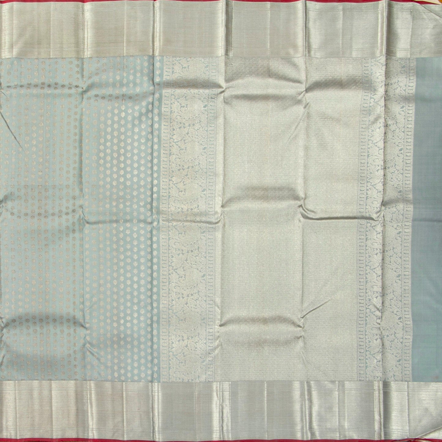 Grey Kanchipuram Silk Saree For Bridal Wear PV NYC 1313 - Silk Sari - Panjavarnam PV NYC 1313